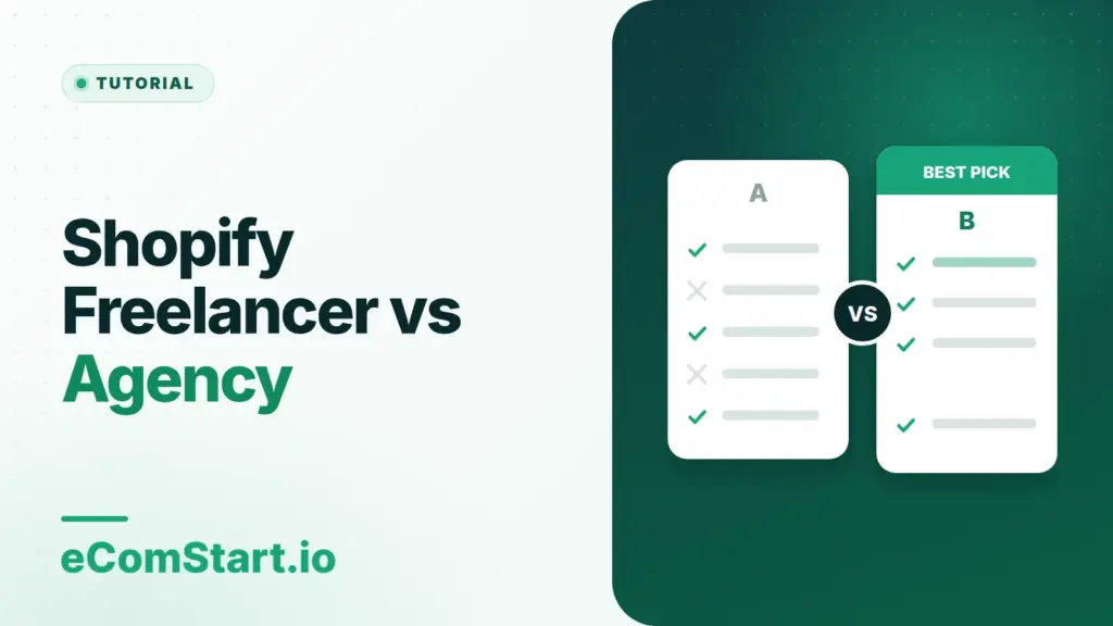 Shopify Freelancer vs Agency. Cover image showing two options compared side by side.