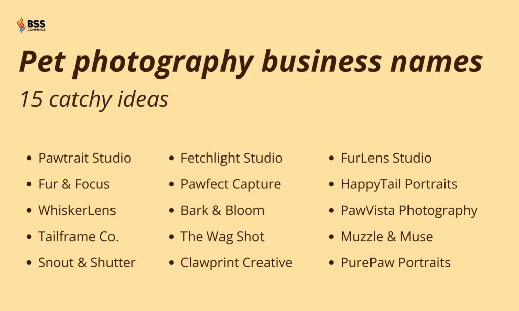 Pet photography business names
