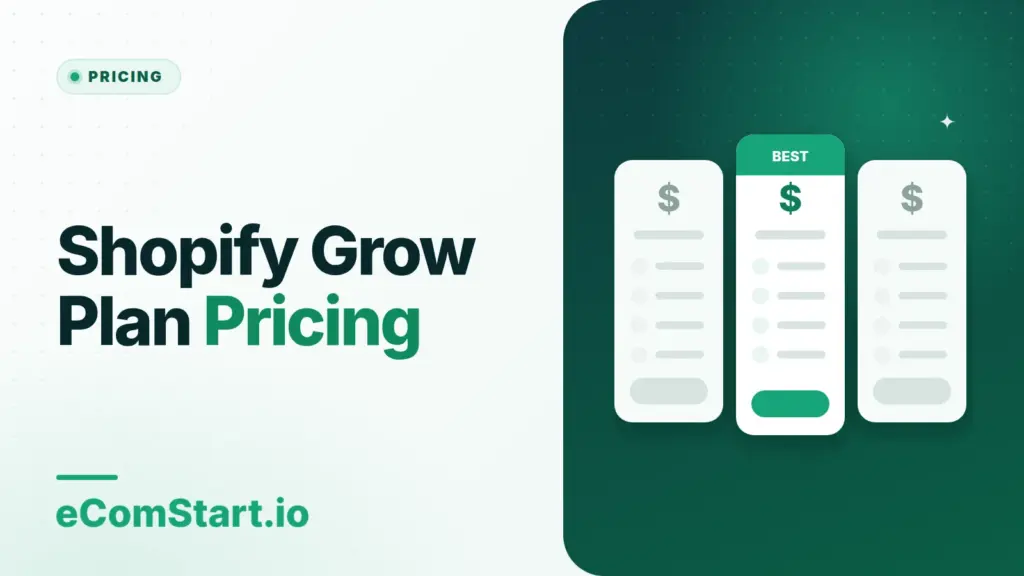 Shopify Grow Plan Pricing. Cover image showing three pricing plan cards.