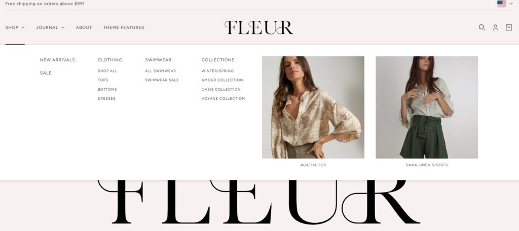 mega menu in blockshop theme shopify