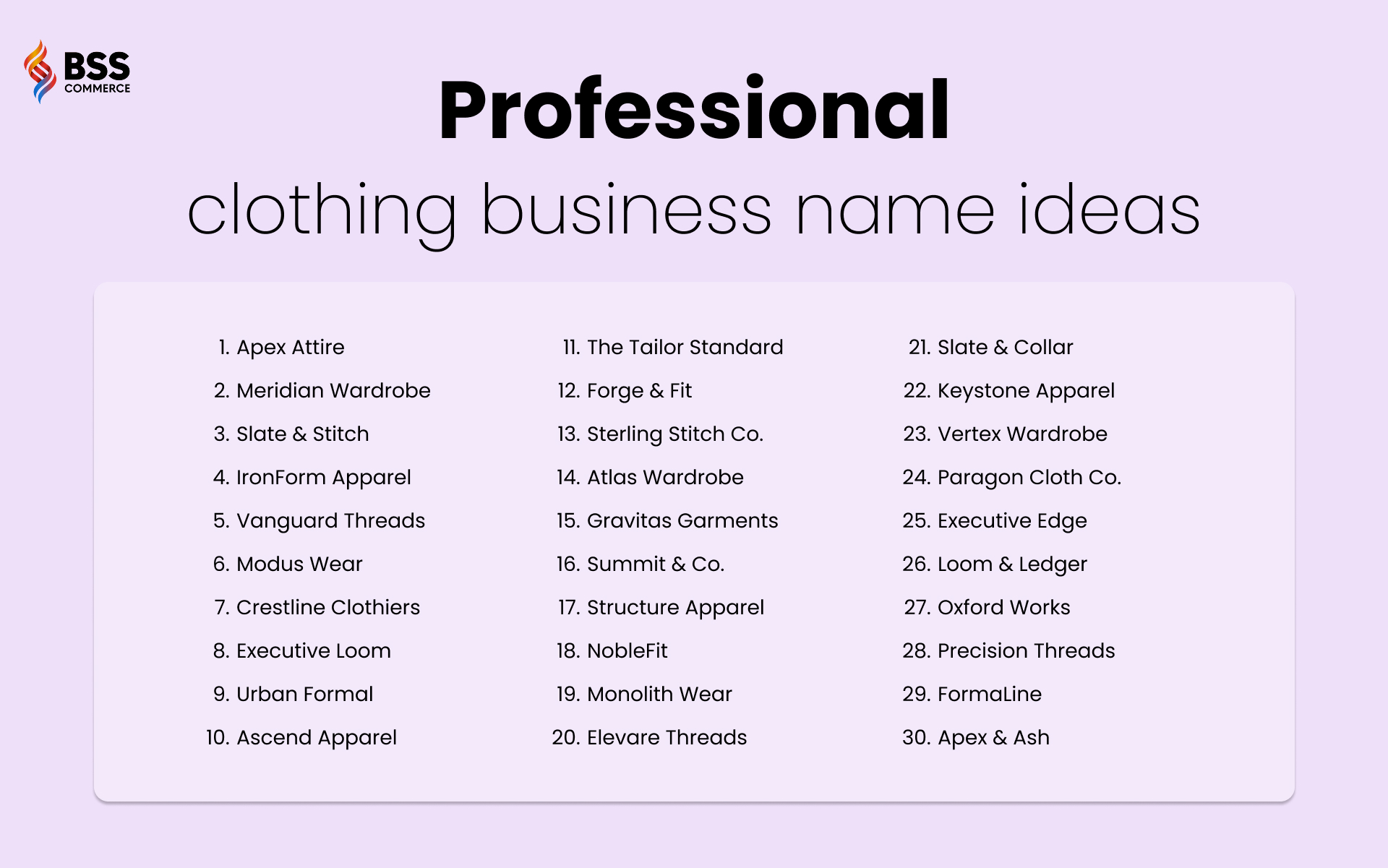 professional clothing brand name ideas