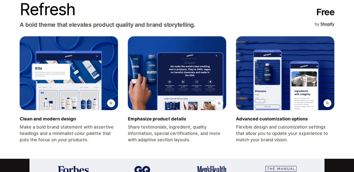 Refresh feature highlights on the Shopify Theme Store